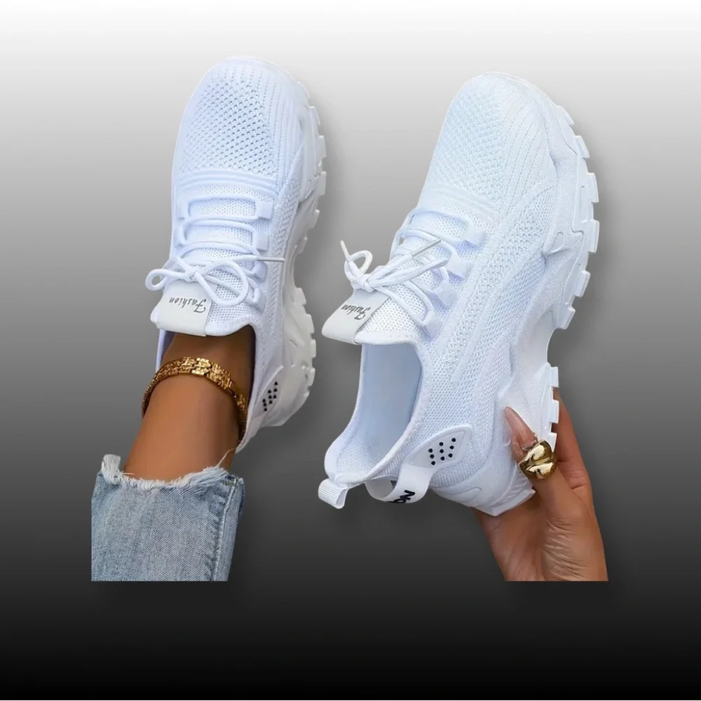 Stylish White Women's Sneakers - Picture 2 of 2